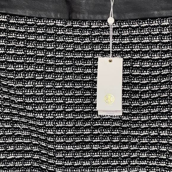 NWT TORY BURCH Women’s Black and White Rafia Woven Pencil Skirt size 6 - Picture 3 of 7